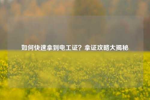 如何快速拿到电工证？拿证攻略大揭秘-图1